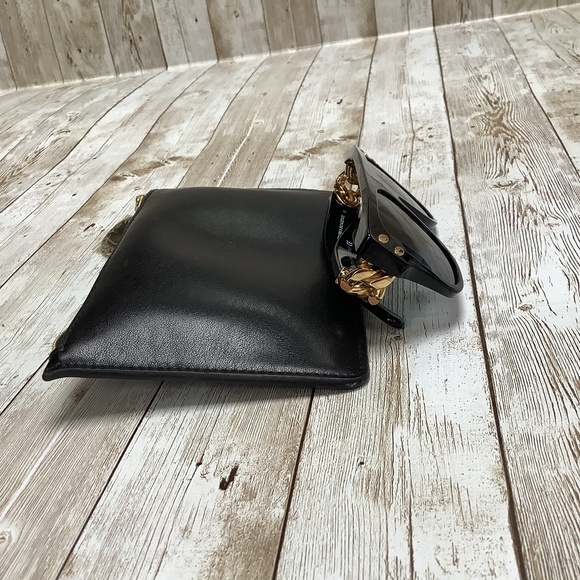 Stella McCartney Falabella Chain Square Flat Sunglasses Black Gold main image 15